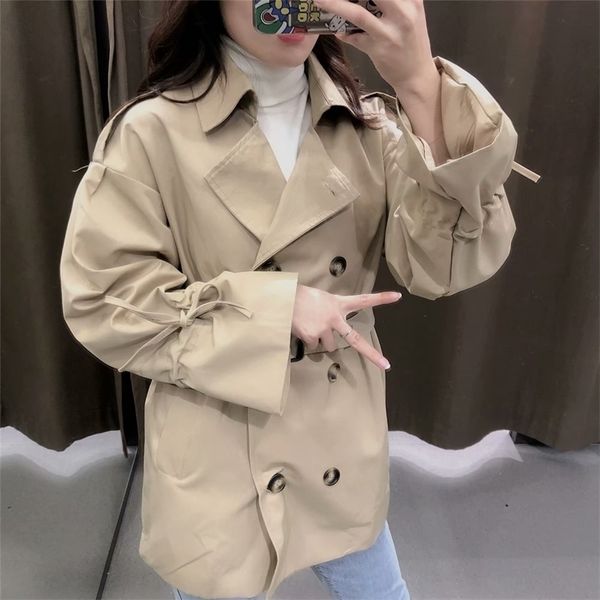 spring turn-down collar slim solid double breasted button sashes pleated casual women trench 210524, Tan;black
spring turn-down collar slim solid double breasted button sashes pleated casual women trench 210524, Tan;black