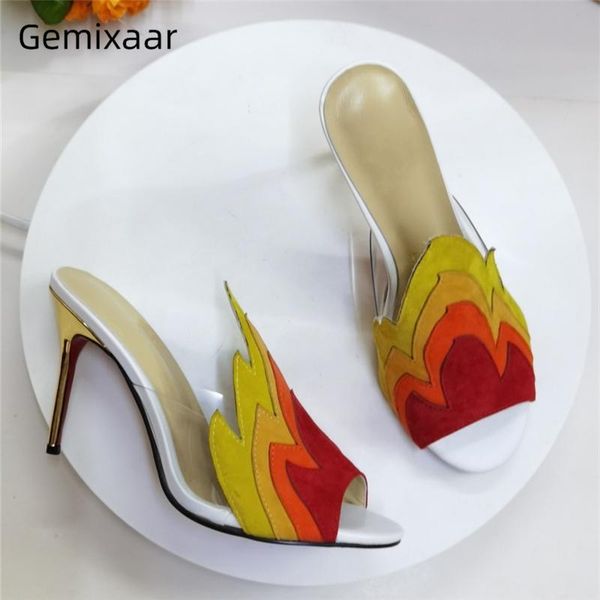 patchwork mixed color fire-shaped sandals women 10cm thin high heels open toe slingbacks summer lazyman mules lady, Black
patchwork mixed color fire-shaped sandals women 10cm thin high heels open toe slingbacks summer lazyman mules lady, Black