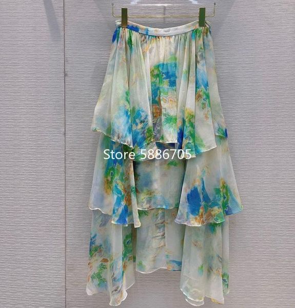 skirts 100% real silk women watercolor printed ruffles cake long summer girls sweet designer s255, Black
skirts 100% real silk women watercolor printed ruffles cake long summer girls sweet designer s255, Black