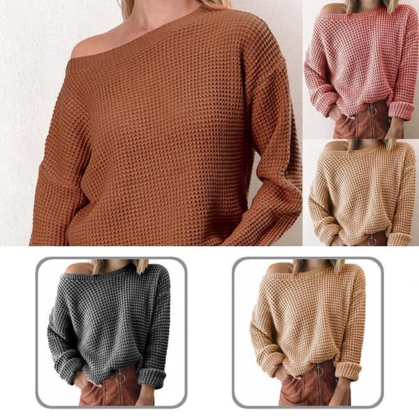 women's sweaters autumn winter slash neck off shoulder sweater knitwear all match for daily wear, White;black
women's sweaters autumn winter slash neck off shoulder sweater knitwear all match for daily wear, White;black