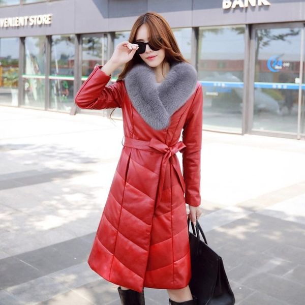 women's leather & faux 6xl 100kg winter womens long jackets high street women outerwear belt pu coat female gray thicken fur collar ove, Black
women's leather & faux 6xl 100kg winter womens long jackets high street women outerwear belt pu coat female gray thicken fur collar ove, Black