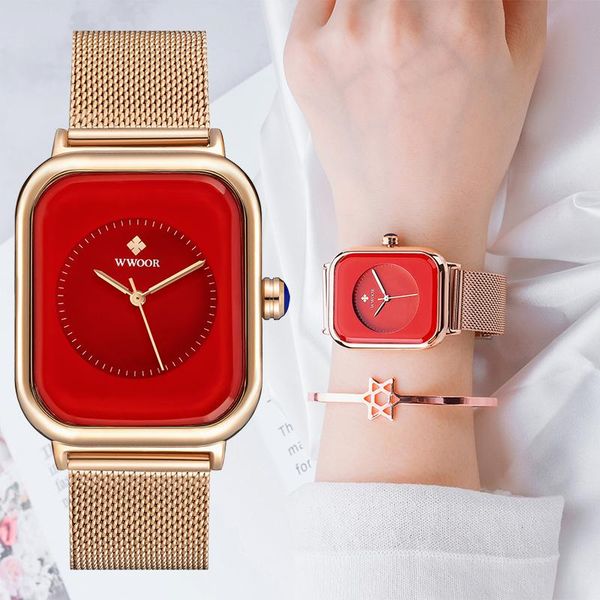 wristwatches japanese movement wwoor watch for women's mesh strap rose gold red ladies quartz bracelet wrist watches relogio feminino, Slivery;brown
wristwatches japanese movement wwoor watch for women's mesh strap rose gold red ladies quartz bracelet wrist watches relogio feminino, Slivery;brown