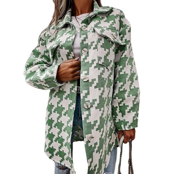 women's wool & blends 2021 autumn winter vintage woolen coat houndstooth print single breasted jacket casual ladies plus size outerwear, Black
women's wool & blends 2021 autumn winter vintage woolen coat houndstooth print single breasted jacket casual ladies plus size outerwear, Black
