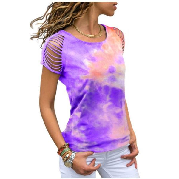 women's t-shirt short sleeve women t shirt hollow out tee female tie dye clothing casual summer off shoulder o-neck, White
women's t-shirt short sleeve women t shirt hollow out tee female tie dye clothing casual summer off shoulder o-neck, White