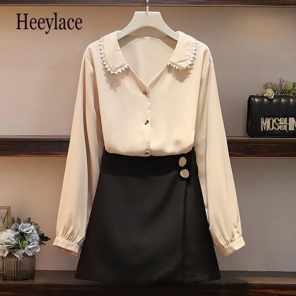 two piece dress plus size 5xl office ladies 2 pieces set women skirts suits solid chiffon blouse and mini outfits, White
two piece dress plus size 5xl office ladies 2 pieces set women skirts suits solid chiffon blouse and mini outfits, White