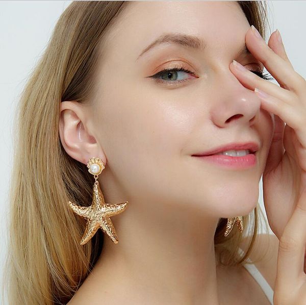 fashion dangle earrings for women shell pearl earrings exaggerated starfish pendant, Silver
fashion dangle earrings for women shell pearl earrings exaggerated starfish pendant, Silver