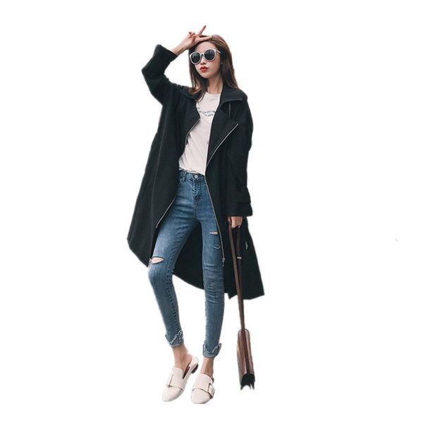 women's trench coats autumn windbreaker women solid color zipper pocket tie retro long female, Tan;black
women's trench coats autumn windbreaker women solid color zipper pocket tie retro long female, Tan;black