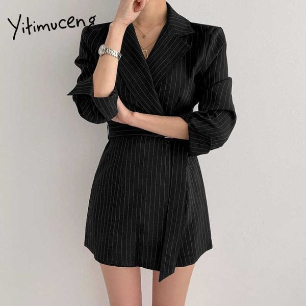yitimuceng striped suit dresses for women sashes office lady high waist clothes spring korean fashion elegant dress 210601, Black;gray
yitimuceng striped suit dresses for women sashes office lady high waist clothes spring korean fashion elegant dress 210601, Black;gray