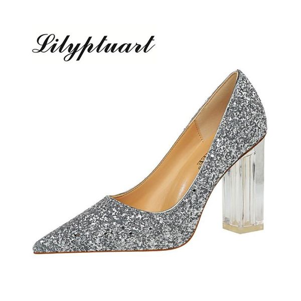 dress shoes european and american fashion transparent crystal with thick high heels shallow mouth pointed nightclub sparkle, Black
dress shoes european and american fashion transparent crystal with thick high heels shallow mouth pointed nightclub sparkle, Black