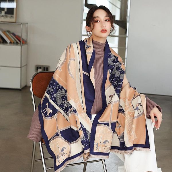 scarves scarf women 2021 autumn and winter 65*185cm long retro horse warmth double-sided cashmere wild shawl, Blue;gray
scarves scarf women 2021 autumn and winter 65*185cm long retro horse warmth double-sided cashmere wild shawl, Blue;gray