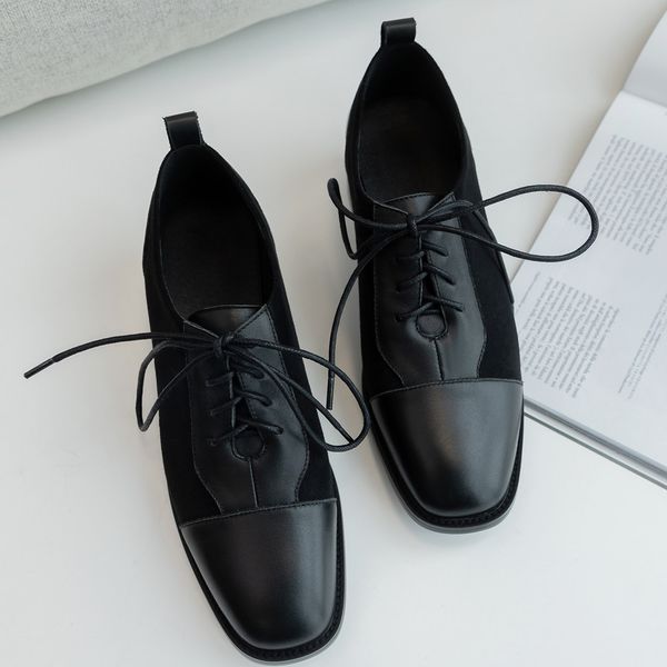 womens genuine leather patchwork lace-up flats oxfords square toe soft comfortable casual female daily footwear shoes for womendress shoes, Black
womens genuine leather patchwork lace-up flats oxfords square toe soft comfortable casual female daily footwear shoes for womendress shoes, Black