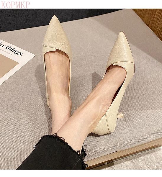 dress shoes elegant women 2021 pointed toe low heel pumps office lady working white heels, Black