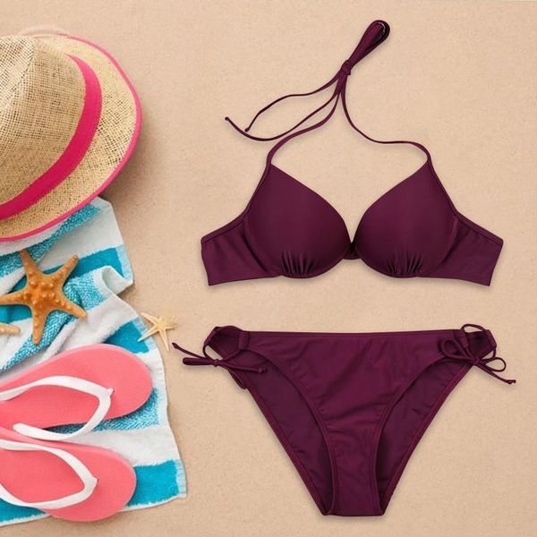 women's swimwear bikini set fashion halter solid color swimsuit strap high waist split brazilian bathing beachwear ropa mujer, White;black
women's swimwear bikini set fashion halter solid color swimsuit strap high waist split brazilian bathing beachwear ropa mujer, White;black