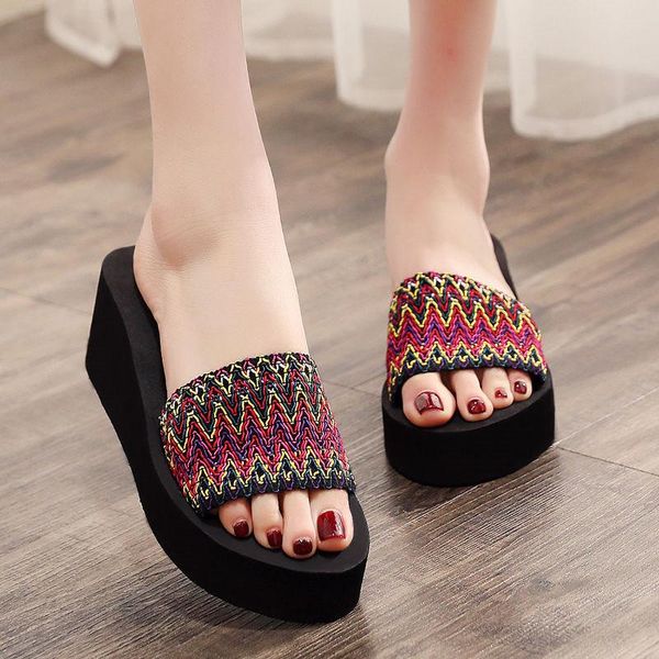 slippers women bohemian beach woven fashion chunky platform wedges sandals 2021 summer outdoor rainbow high heels home slides, Black
slippers women bohemian beach woven fashion chunky platform wedges sandals 2021 summer outdoor rainbow high heels home slides, Black