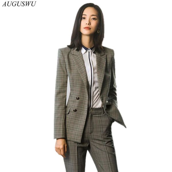 women's two piece pants suit spring and autumn plaid double-breasted two-piece (jacket + pants) business casual dress, White
women's two piece pants suit spring and autumn plaid double-breasted two-piece (jacket + pants) business casual dress, White