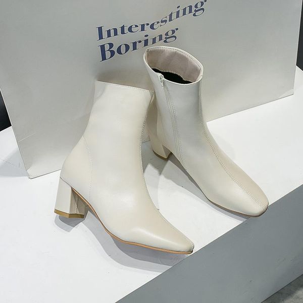 boots 2021 fashion leather ankle women thick high heels zipper pointed toe autumn winter woman shoes square heel white black
boots 2021 fashion leather ankle women thick high heels zipper pointed toe autumn winter woman shoes square heel white black