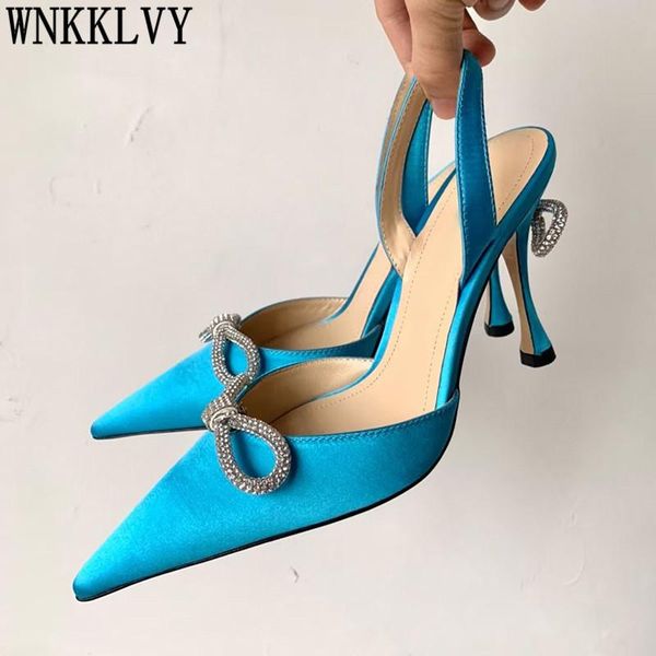 sandals pointed toe thin high heel pumps women silk stain crystal bow-knot decor slingback summer wedding bride shoes, Black
sandals pointed toe thin high heel pumps women silk stain crystal bow-knot decor slingback summer wedding bride shoes, Black