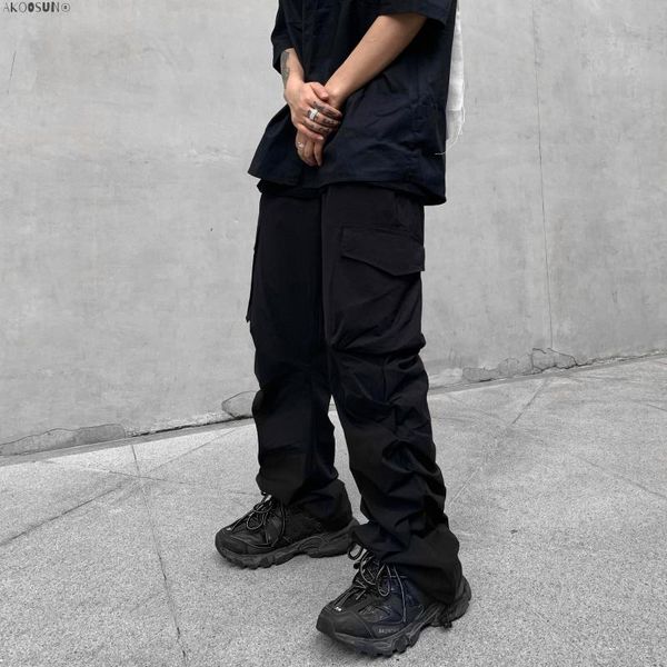 men's pants men fashion casual all-match pleated drop feeling overalls deconstructed stacked multi-pocket functional trousers, Black
men's pants men fashion casual all-match pleated drop feeling overalls deconstructed stacked multi-pocket functional trousers, Black