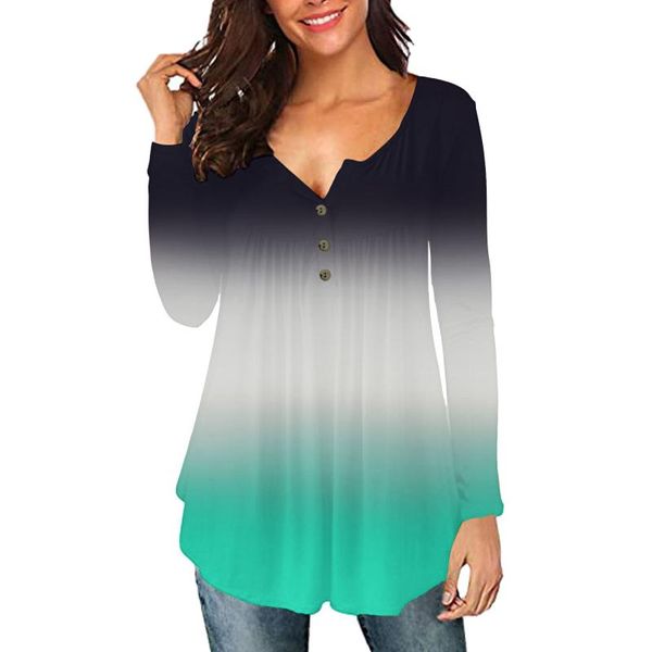 women's t-shirt plus size t-shirts women v-neck gradient print long sleeve button shirts pullover harajuku vintage blusas mujer, White
women's t-shirt plus size t-shirts women v-neck gradient print long sleeve button shirts pullover harajuku vintage blusas mujer, White