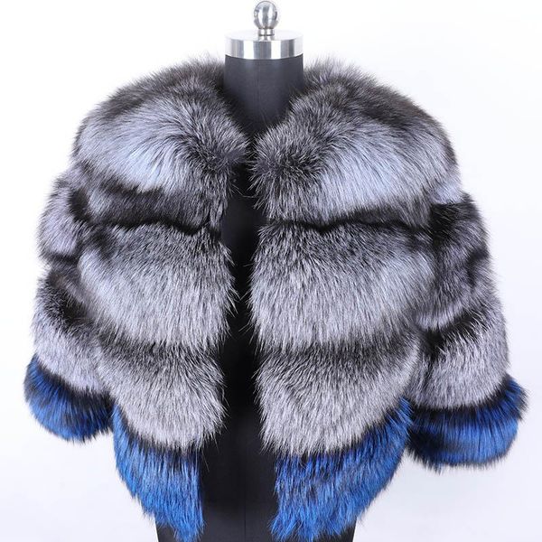 women's fur & faux 100% real coat natural winter jacket vest warm thick silver parka short, Black
women's fur & faux 100% real coat natural winter jacket vest warm thick silver parka short, Black