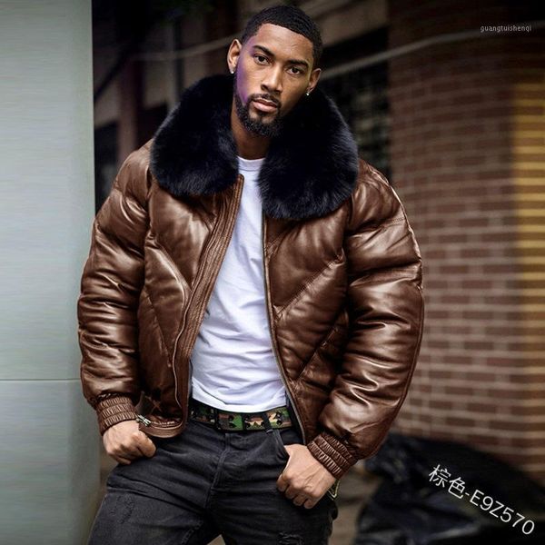 men's fur & faux men leather jacket plus size winter coat locomotive collar thick warm zipper full sleeve clothing lugentolo, Black
men's fur & faux men leather jacket plus size winter coat locomotive collar thick warm zipper full sleeve clothing lugentolo, Black