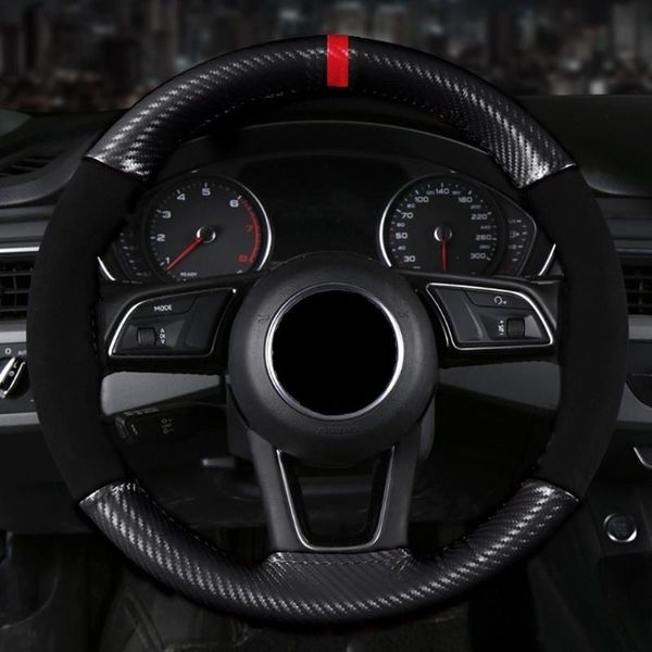 steering wheel covers diy 38cm red mark suede +carbon fiber leather wear-resistant non-slip hand-stitched cover with needle and thread
steering wheel covers diy 38cm red mark suede +carbon fiber leather wear-resistant non-slip hand-stitched cover with needle and thread
