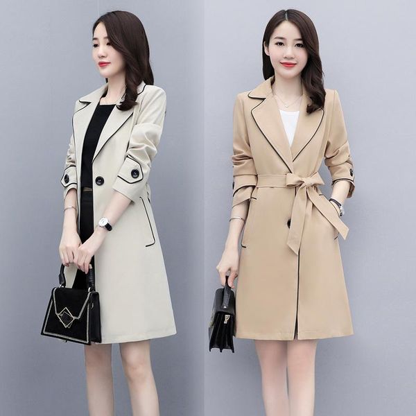 women's trench coats windbreaker 2021 spring and autumn korean style temperament two-button lace mid-length coat, Tan;black
women's trench coats windbreaker 2021 spring and autumn korean style temperament two-button lace mid-length coat, Tan;black