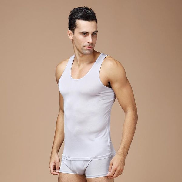 men' tank man summer v-neck solid 100% silk male spring oversized hedging stretch tees men sleeveless shirt, White;black
men' tank man summer v-neck solid 100% silk male spring oversized hedging stretch tees men sleeveless shirt, White;black
