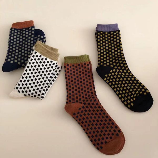 men's socks 1 pair and women's hit color plaid tube cotton retro college style fashion trend, Black
men's socks 1 pair and women's hit color plaid tube cotton retro college style fashion trend, Black