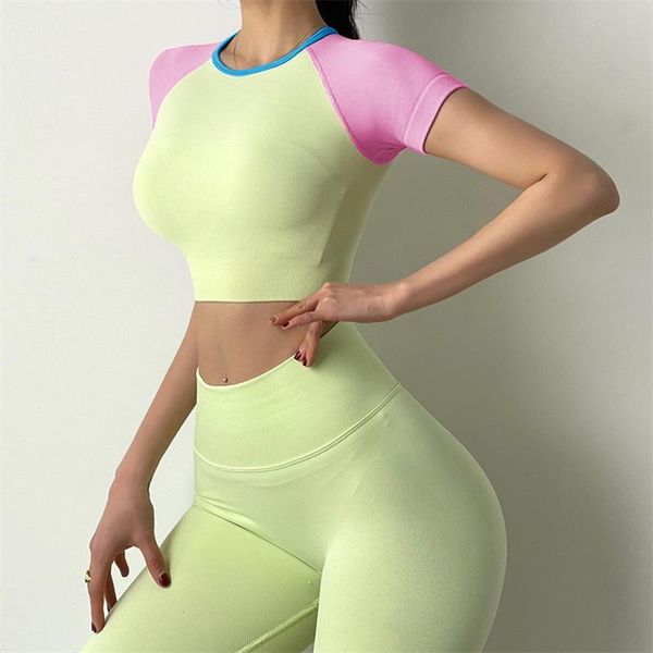 yoga outfit candy-colored short-sleeved sports t-shirt quick-drying running fitness clothing women's nnitted blouse crop top
yoga outfit candy-colored short-sleeved sports t-shirt quick-drying running fitness clothing women's nnitted blouse crop top