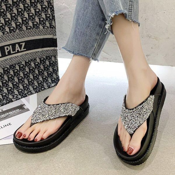 ladies flip flops the latest women's sandals and slippers platform flip flops sequins rhinestone beach shoes non-slip slippers, Black
ladies flip flops the latest women's sandals and slippers platform flip flops sequins rhinestone beach shoes non-slip slippers, Black