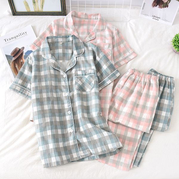 2021 new summer style ladies plaid pajamas cotton gauze trousers men's casual home service suit couple short-sleeved shorts 3sh2, Black;brown
2021 new summer style ladies plaid pajamas cotton gauze trousers men's casual home service suit couple short-sleeved shorts 3sh2, Black;brown