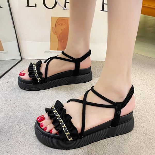 sandals rimocy metal chain platform women summer 2021 elastic cross strap rome shoes woman slip on thick bottom beach, Black
sandals rimocy metal chain platform women summer 2021 elastic cross strap rome shoes woman slip on thick bottom beach, Black
