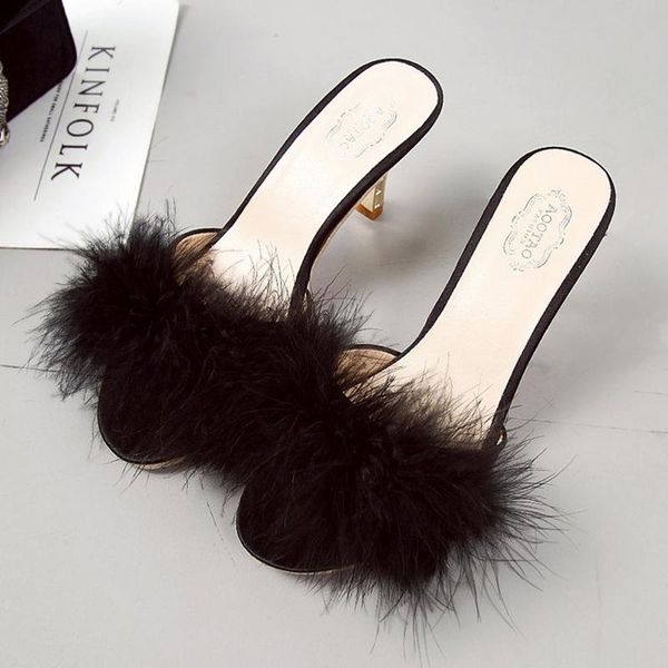 women slippers summer 2021 fashion sandals slippers women word drag open toe high heel furry slides for, Black
women slippers summer 2021 fashion sandals slippers women word drag open toe high heel furry slides for, Black