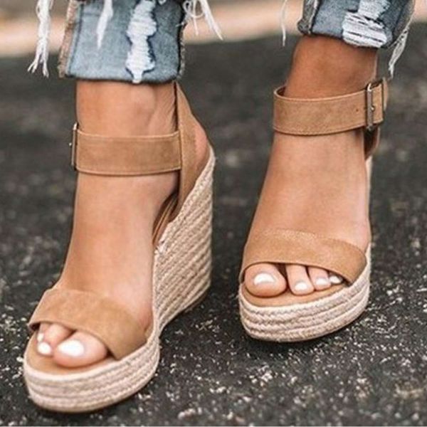 high heel slope light sole sandals for women, Black