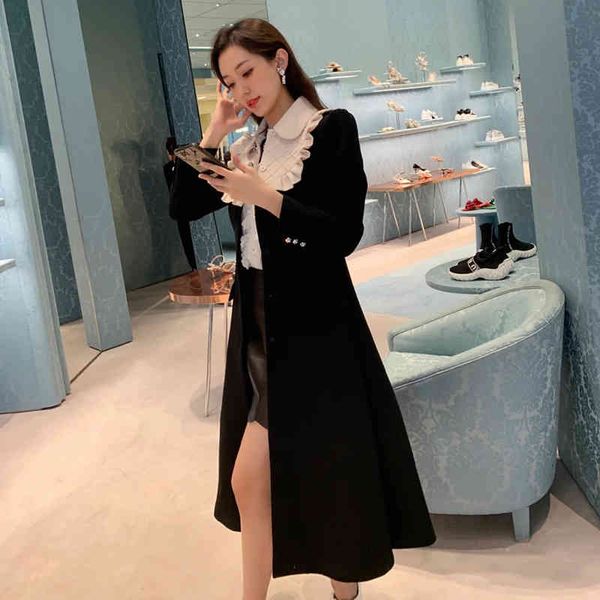 women's fur & faux women black woolen coat elegant turn down collar diamond single breasted slim long trench dress female winter outwea
women's fur & faux women black woolen coat elegant turn down collar diamond single breasted slim long trench dress female winter outwea
