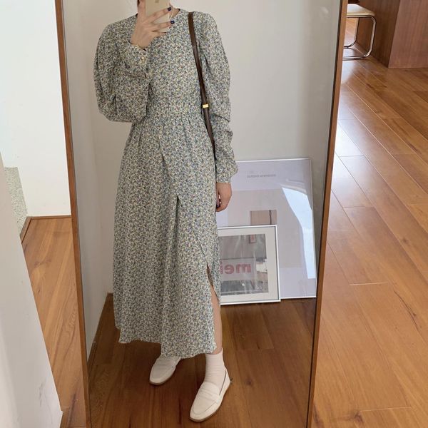 new vintage long sleeve a-line women floral print elastic waist female spring vestidos femme 2021 robe ujo2, Black;gray 
new vintage long sleeve a-line women floral print elastic waist female spring vestidos femme 2021 robe ujo2, Black;gray