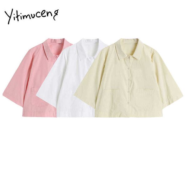 yitimuceng blouse women button up loose casual shirts straight turn-down collar clothes solid summer fashion 210601, White
yitimuceng blouse women button up loose casual shirts straight turn-down collar clothes solid summer fashion 210601, White