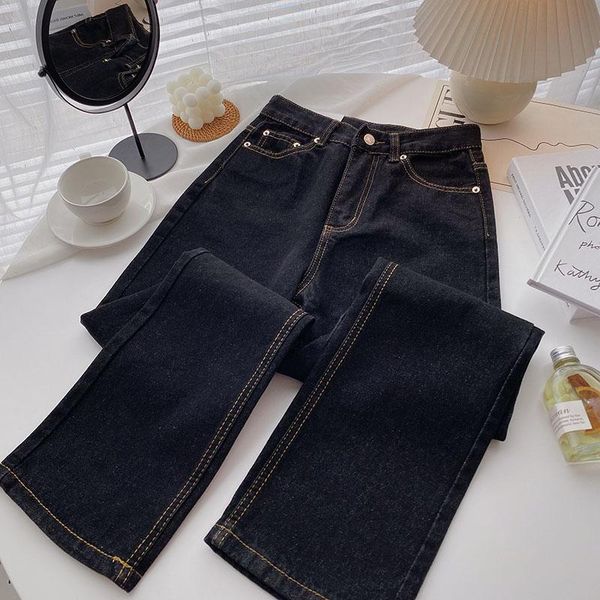 women's jeans vintage autumn women's straight wide legs loose thin student korean all-match simple high waist black female trouser, Blue
women's jeans vintage autumn women's straight wide legs loose thin student korean all-match simple high waist black female trouser, Blue