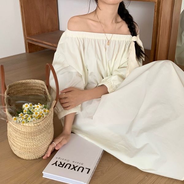 casual dresses 2021 new women summer slash neck long straight dress puff sleeve oversized maxi sundress elastic shoulder njor, Black;gray
casual dresses 2021 new women summer slash neck long straight dress puff sleeve oversized maxi sundress elastic shoulder njor, Black;gray