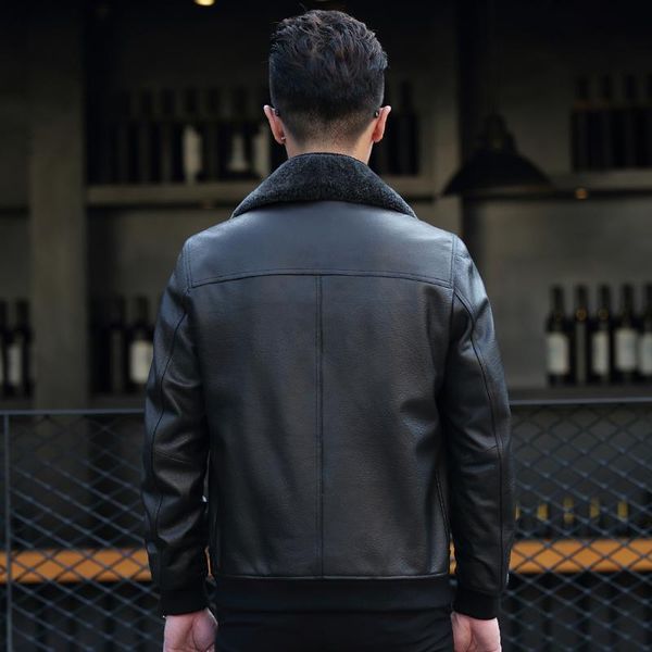 men's leather & faux jacket autumn 2021 winter men lamb fur collar sheepskin coat baseball jackets veste homme p-cj17401my1332, Black
men's leather & faux jacket autumn 2021 winter men lamb fur collar sheepskin coat baseball jackets veste homme p-cj17401my1332, Black