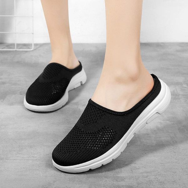 slippers summer sandals 2021 mesh breathable women hollow fashion shoes flat large size, Black 
slippers summer sandals 2021 mesh breathable women hollow fashion shoes flat large size, Black