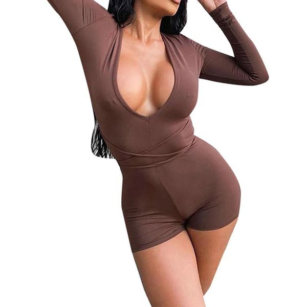 women's jumpsuits & rompers women skinny jumpsuit brown long sleeve deep v-neck solid color tight one-piece s l xl, Black;white
women's jumpsuits & rompers women skinny jumpsuit brown long sleeve deep v-neck solid color tight one-piece s l xl, Black;white