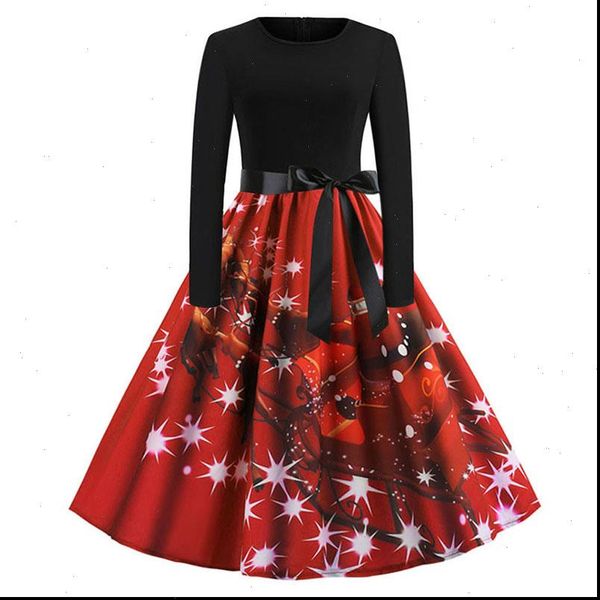 women winter dress long sleeve print vintage christmas dress santa claus snow print party dress casual elegant midi robe, Black;gray
women winter dress long sleeve print vintage christmas dress santa claus snow print party dress casual elegant midi robe, Black;gray