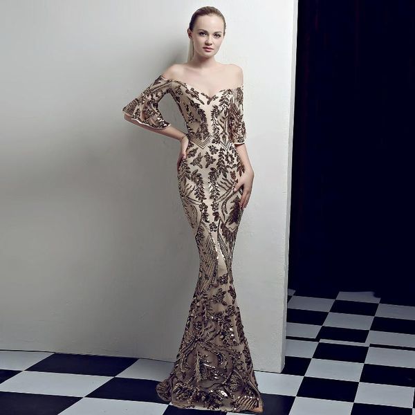 party dresses long mermaid off the shoulder appliques formal evening dress for wedding women sequined gold glitter backless prom gown, White;black
party dresses long mermaid off the shoulder appliques formal evening dress for wedding women sequined gold glitter backless prom gown, White;black