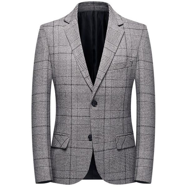 men's suits & blazers 2021 british man slim fit office blazer jacket fashion grey plaid suit wedding dress coat casual business, White;black
men's suits & blazers 2021 british man slim fit office blazer jacket fashion grey plaid suit wedding dress coat casual business, White;black