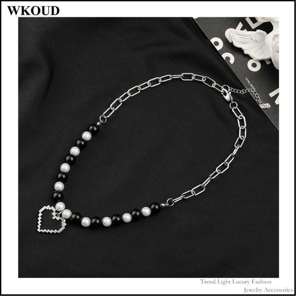 pendant necklaces 2021autumn stainless steel niche black mosaic love stitching pearl men and women hip hop clavicle chain necklace trendy, Silver
pendant necklaces 2021autumn stainless steel niche black mosaic love stitching pearl men and women hip hop clavicle chain necklace trendy, Silver