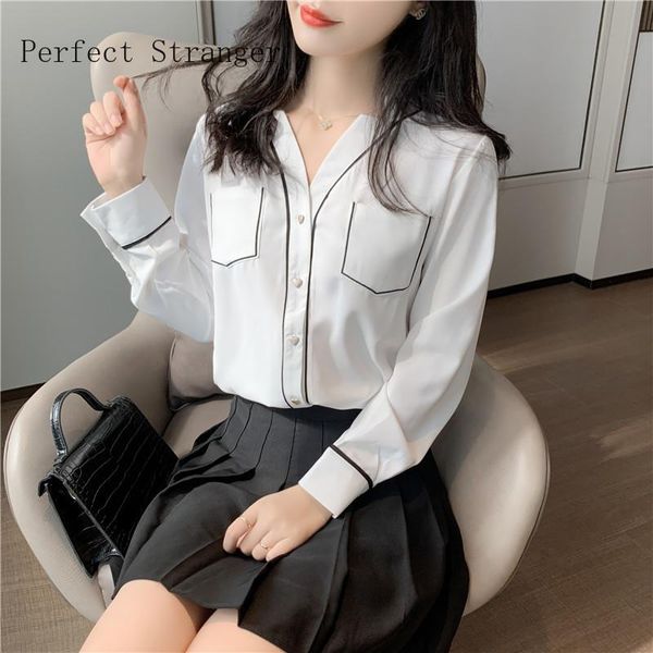 women's blouses & shirts 2021 autumn arrival v collar long sleeve women chiffon blouse high quality, White
women's blouses & shirts 2021 autumn arrival v collar long sleeve women chiffon blouse high quality, White