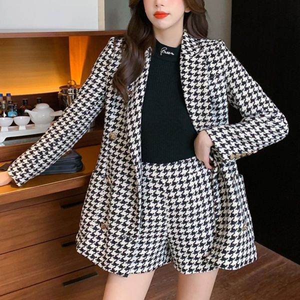 women's tracksuits office lady houndstooth women two pieces set double breasted blazer + all-match high waist shorts suits 2021 spring, Gray
women's tracksuits office lady houndstooth women two pieces set double breasted blazer + all-match high waist shorts suits 2021 spring, Gray