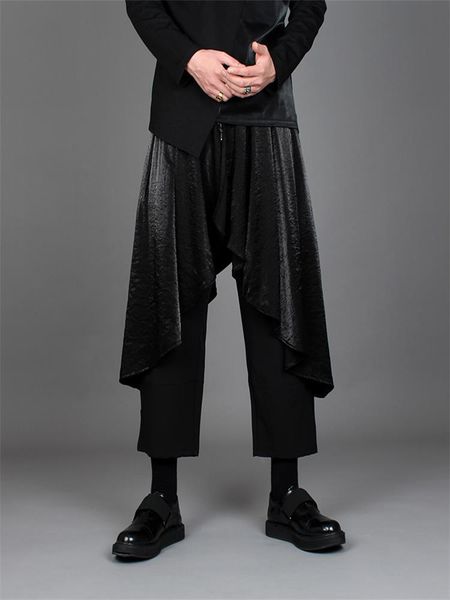 men's pants autumn and winter men irregular asymmetrical trouser skirt is false two designs straight tube nine minute, Black
men's pants autumn and winter men irregular asymmetrical trouser skirt is false two designs straight tube nine minute, Black